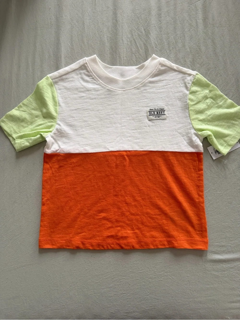 Old Navy Kids Colorblock Tees - White, Orange & Light Green